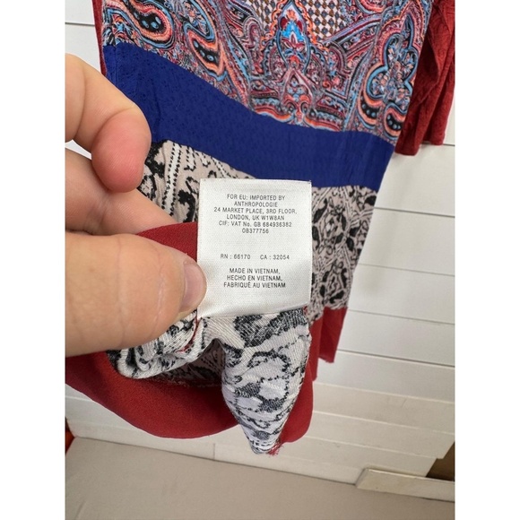 Akemi + Kin Anthro Multi-Color Tunic Top 3/4 Sleeve Sz S Boho Festival Folk Art - Picture 10 of 11